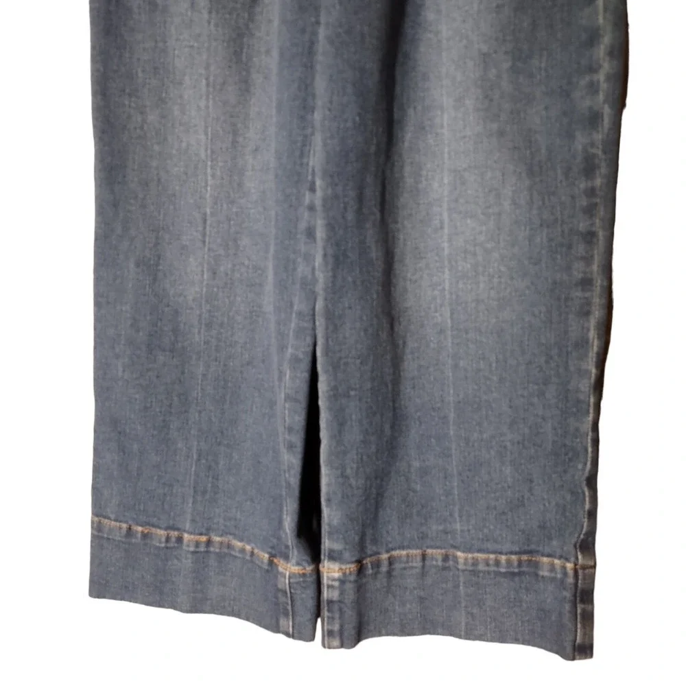 Luxe Essentials Denim Maternity Wide Leg Jeans Blue Stretch Belly Size 28 Womens